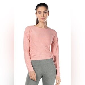 KYODAN Long Sleeve Side Tie
Moss Jersey Top Color — Coral Almond Heather